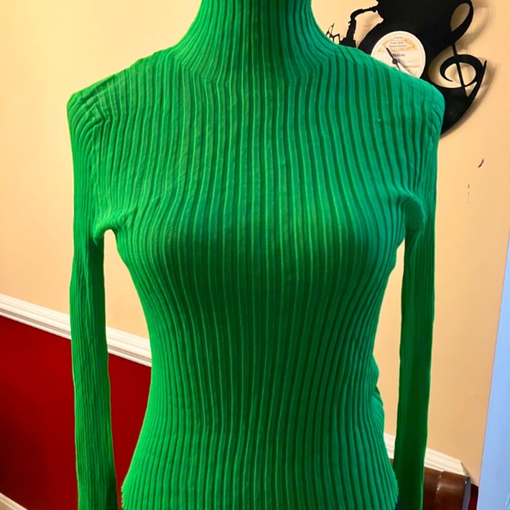 ZARA High-Neck Mesh Ribbed Long-Sleeve